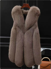 Faux fox fur coat