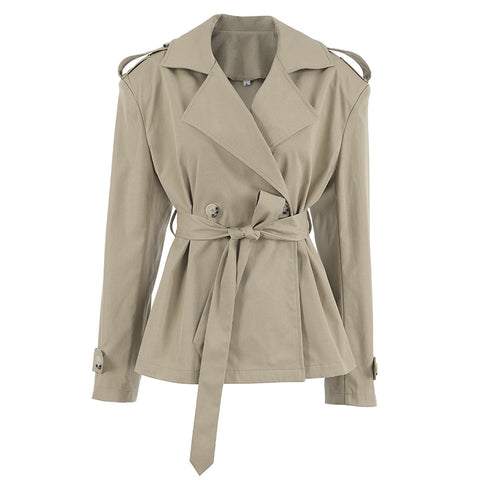 Mid-length Khaki Trench Coat For Women