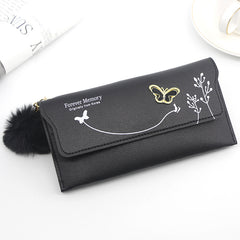 Ladies' Long Wallet With Butterfly Flowers