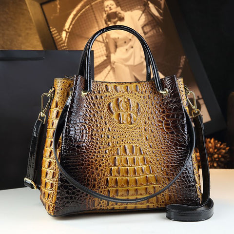 Crocodile-Print Women's Shoulder Bag