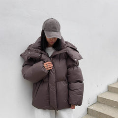 Casual Loose Slim-fit Hooded Mid-length Puffer Jacket
