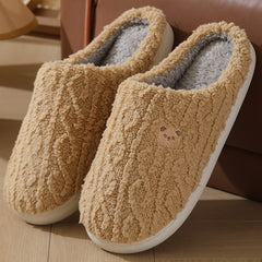 Thick-soled, Warm Plaid Plush Slippers For Indoor Winter Wear