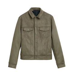 Mens Suede-Effect Lapel Jacket
