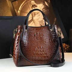 Crocodile-Print Women's Shoulder Bag