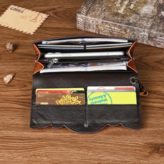 Embossed  Top Layer Long Cowhide Fashion Wallet