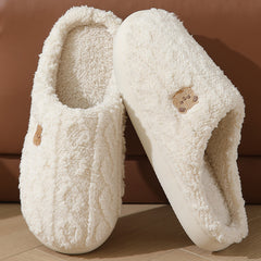 Thick-soled, Warm Plaid Plush Slippers For Indoor Winter Wear