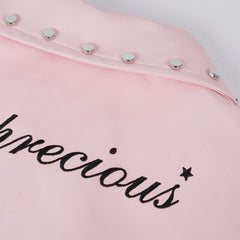 Beautiful Girl Embroidery Leather Jacket Coat