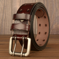 Casual Double Pin Buckle Leather Belt