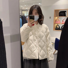 Loose Design Diamond-checked Quilted Jacket