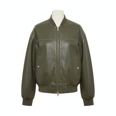 Loose Long Sleeve Leather Jacket for Women