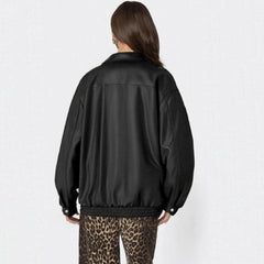 Women's Leather Jacket Loose Long Sleeve