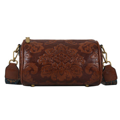 Embossed Round Barrel Women Fashion Shoulder Bag