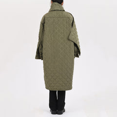 Trendy Scarf Collar Design Quilted Jacket