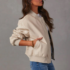 Long-sleeved Motorcycle  Leather Jacket
