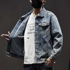 Heavy Retro Denim Jacket Men