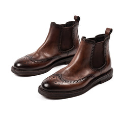 New Chelsea Brogue Carved Leather Shoes