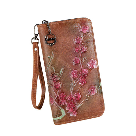 Embossed Hand-painted Style Zipper Wallet