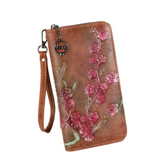 Embossed Hand-painted Style Zipper Wallet