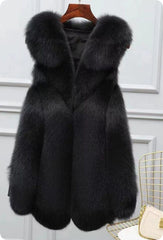 Faux fox fur coat