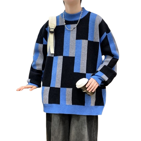 Mock-neck Stripes Sweater Men