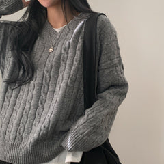 Loose And Idle Sweater Female Front Twist