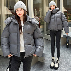 Elegant Fluffy Hooded Puffer Jacket