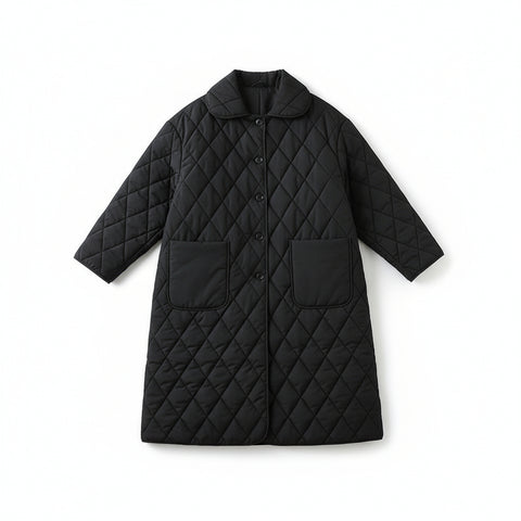 Slim-fit Mid-length Black Quilted Jacket