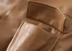 Leather Jacket With Stand-up Collar