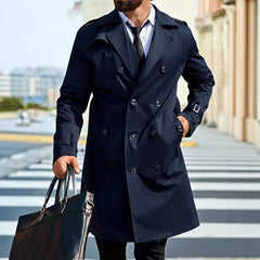 Mens Mid-length Double-breasted Coat