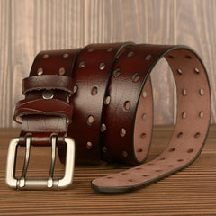Casual Double Pin Buckle Leather Belt
