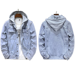 Denim Men's Jacket Detachable Hooded