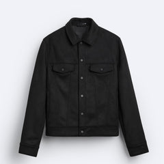 Mens Suede-Effect Lapel Jacket