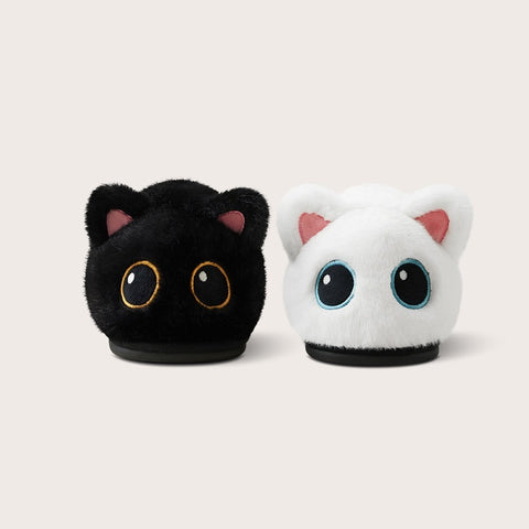 Little Black Cat Floor Cotton Slippers Fleece Lining For Extra Warmth