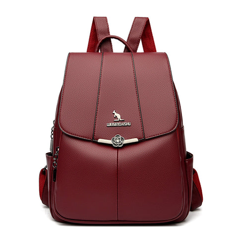 New Women's Backpack PU Soft Leather