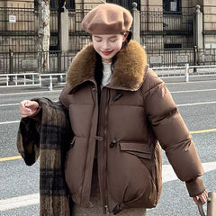 Loose Lapels Sense Puffer Jacket Coat