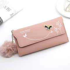 Ladies' Long Wallet With Butterfly Flowers