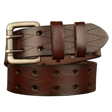 Casual Double Pin Buckle Leather Belt