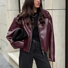 Fashion Casual Long Sleeve Leather Jacket