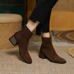 Suede Mid-heel Women's Martin Boots