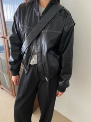 Loose Long Sleeve Leather Jacket for Women