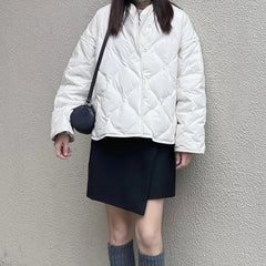 Loose Design Diamond-checked Quilted Jacket