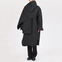 Trendy Scarf Collar Design Quilted Jacket