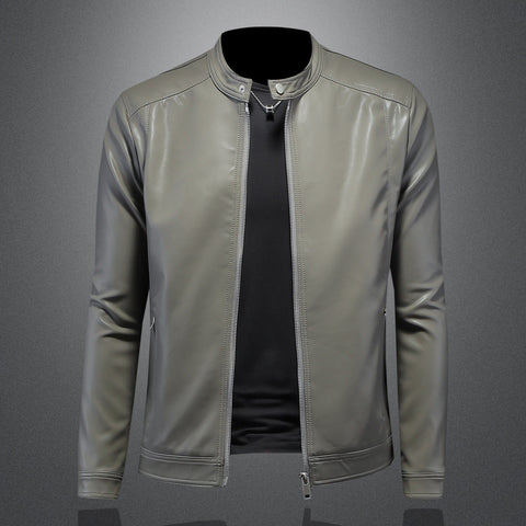 Fall Winter Men Leather Coat Slim Jacket