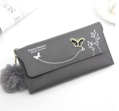 Ladies' Long Wallet With Butterfly Flowers