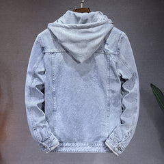 Denim Men's Jacket Detachable Hooded