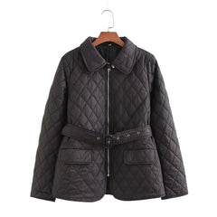 Fashion Simple With Belt Quilted Cotton Coat Jacket