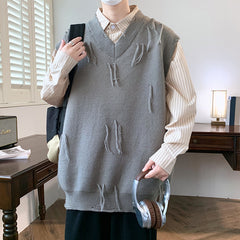 New Casual Sweater Men Sleeveless Knitwear Men