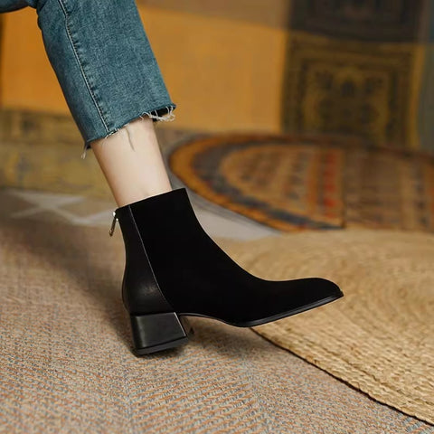 Suede Mid-heel Women's Martin Boots