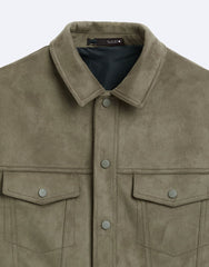 Mens Suede-Effect Lapel Jacket
