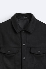 Mens Suede-Effect Lapel Jacket